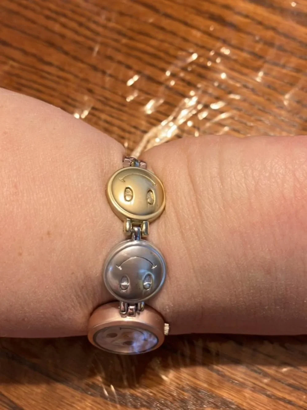 Silver Tone Smiley Face Bracelet Watch - Silver